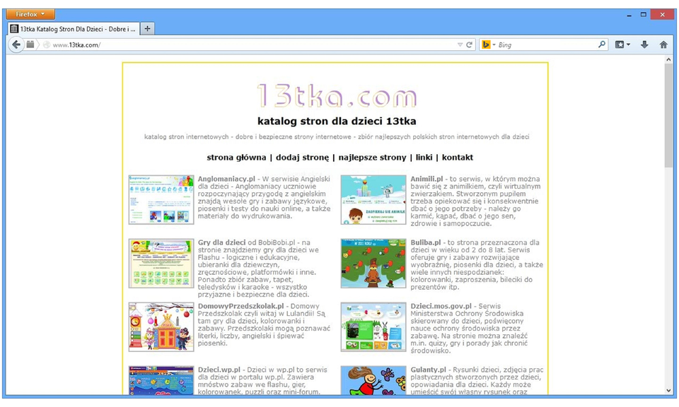 Zrzut okna strony internetowej www.13tka.com