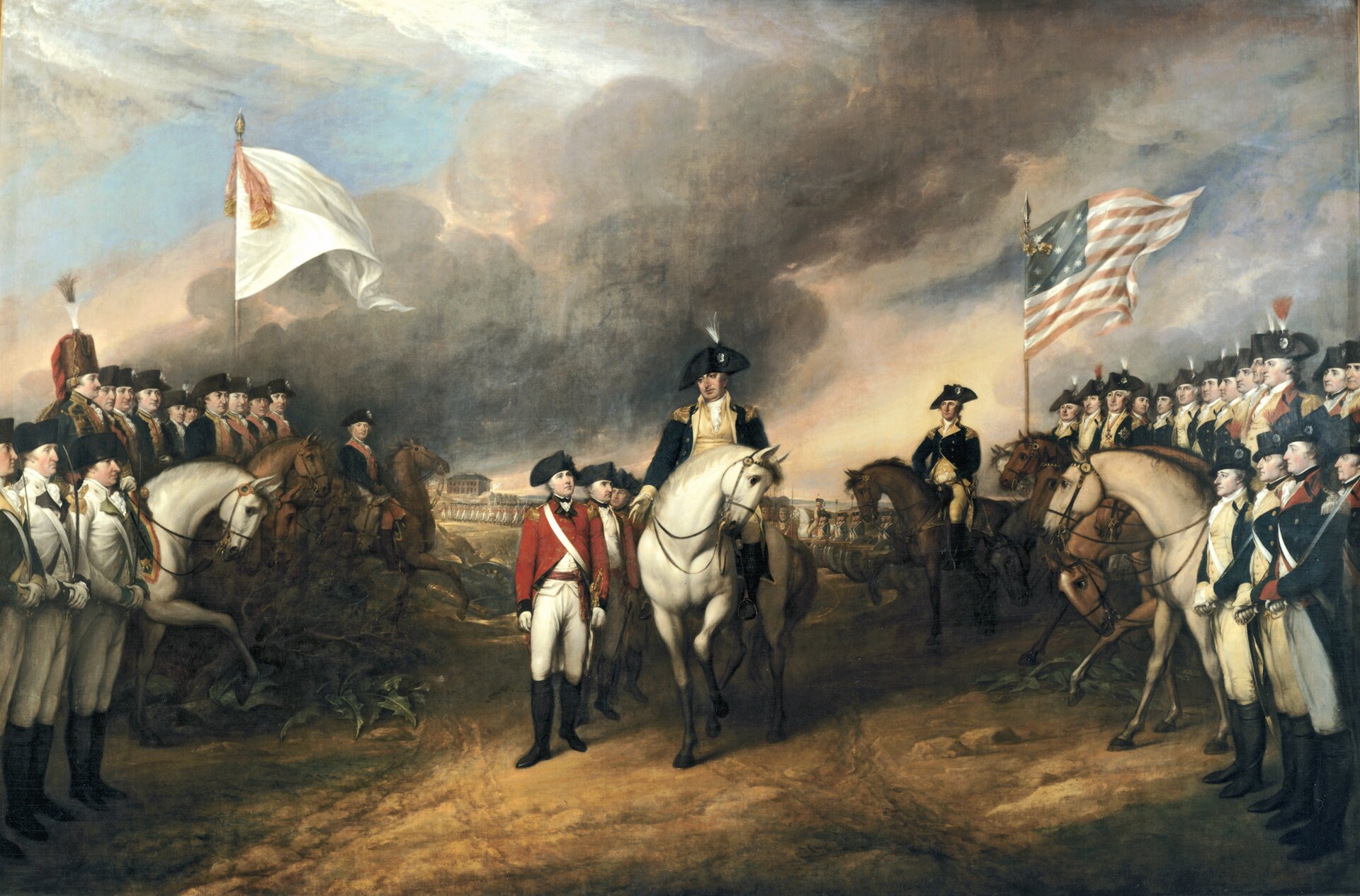 Kapitulacja pod Yorktown Źródło: John Trumbull, Kapitulacja pod Yorktown, 1820, olej na płótnie, Rotunda of the US Capitol, domena publiczna.