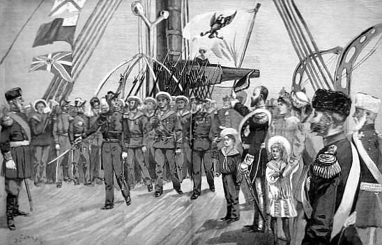 Wizyta francuskiej marynarki w Kronsztadzie Źródło: Wizyta francuskiej marynarki w Kronsztadzie, między 1891 a 1897 , domena publiczna.