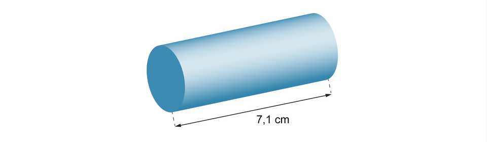 Rysunek walca o wysokości równej 7,1 cm.