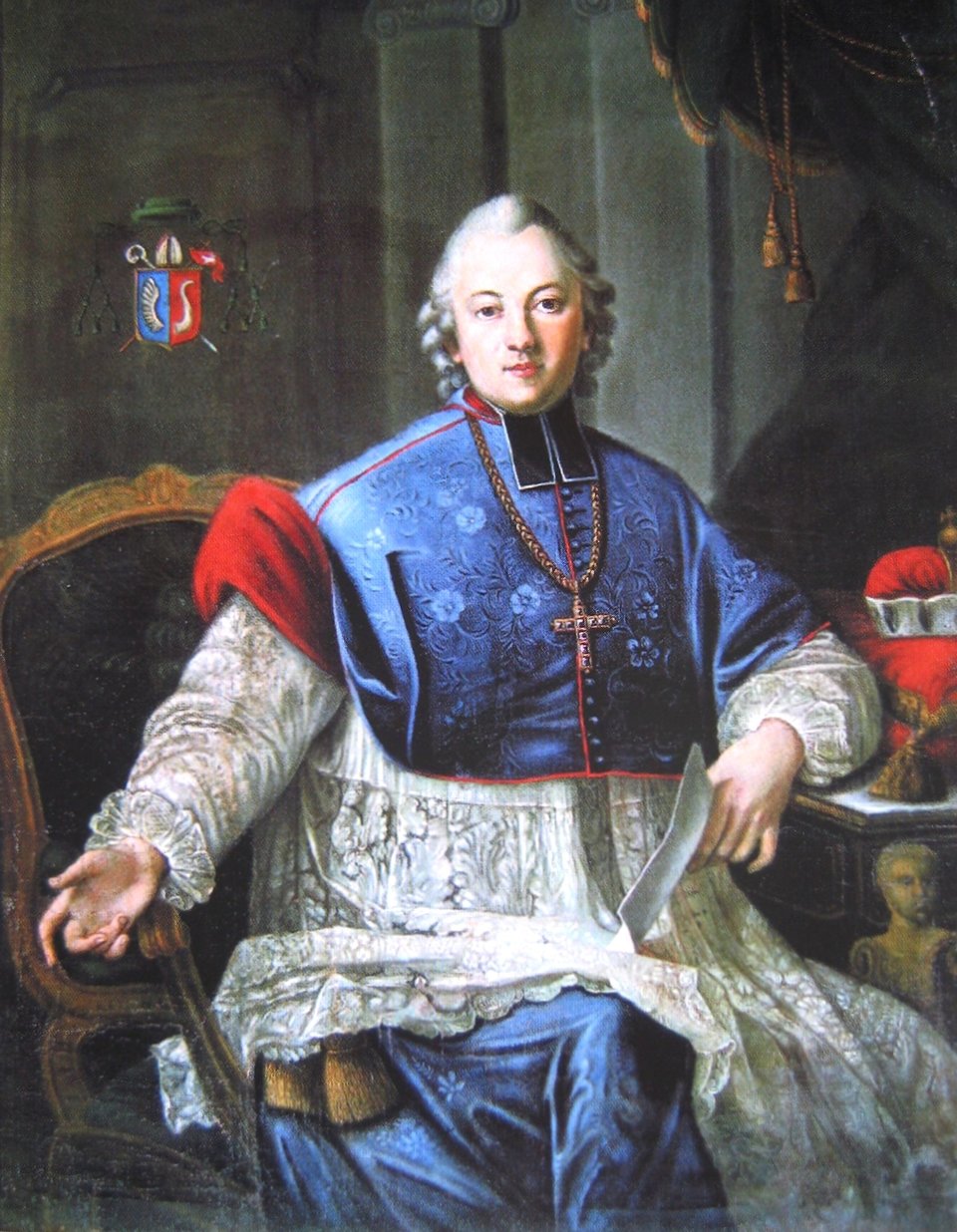 Portret Ignacego Krasickiego Źródło: Johann Gottlieb Becker, Portret Ignacego Krasickiego, ok. 1768, olej na płótnie, Kuria Metropolitalna Archidiecezji Warmińskiej w Olsztynie, domena publiczna.