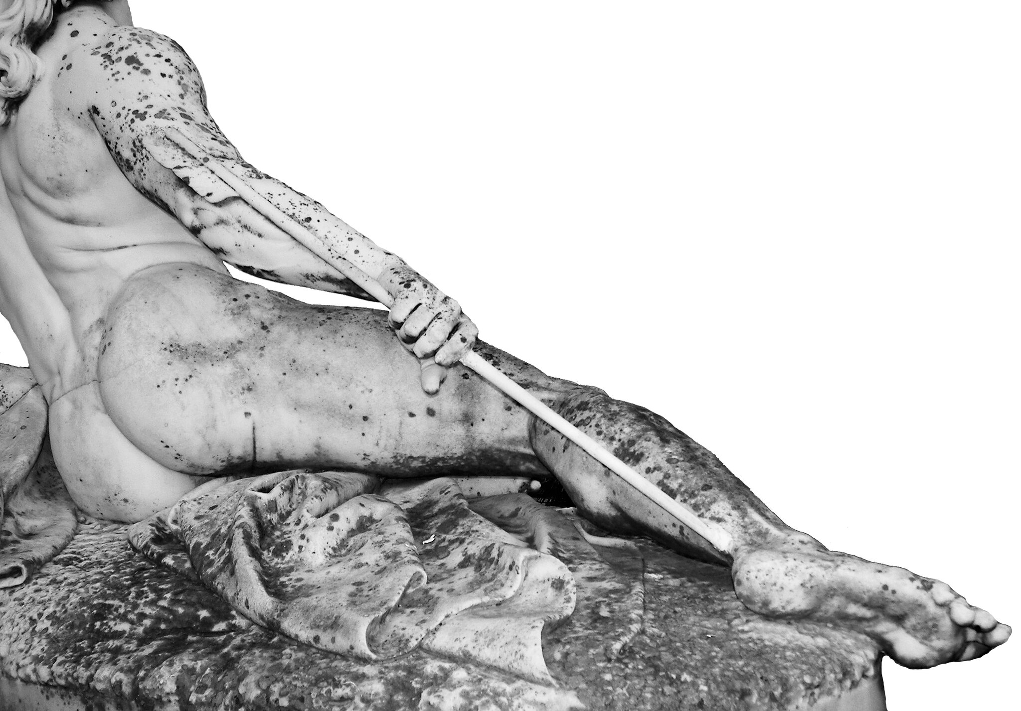 Umierający Achilles Jedynym miejscem, w które można było śmiertelnie ugodzić Achillesa, była pięta. Według jednej z legend udało się to Parysowi. Źródło: Ernst Herter, Umierający Achilles, 1884, rzeźba, Achilleion, Corfu, licencja: CC BY-SA 3.0.