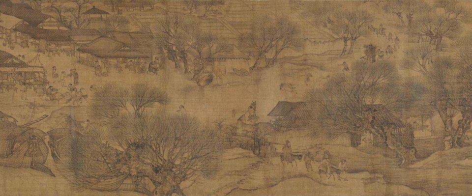 Widok wzdłuż rzeki podczas święta Qingming Widok wzdłuż rzeki podczas święta Qingming - fragment 3. Źródło: Zeduan Zhang, Widok wzdłuż rzeki podczas święta Qingming, XII w., Zakazane Miasto - muzeum w dawnym pałac cesarskim w Pekinie, domena publiczna.