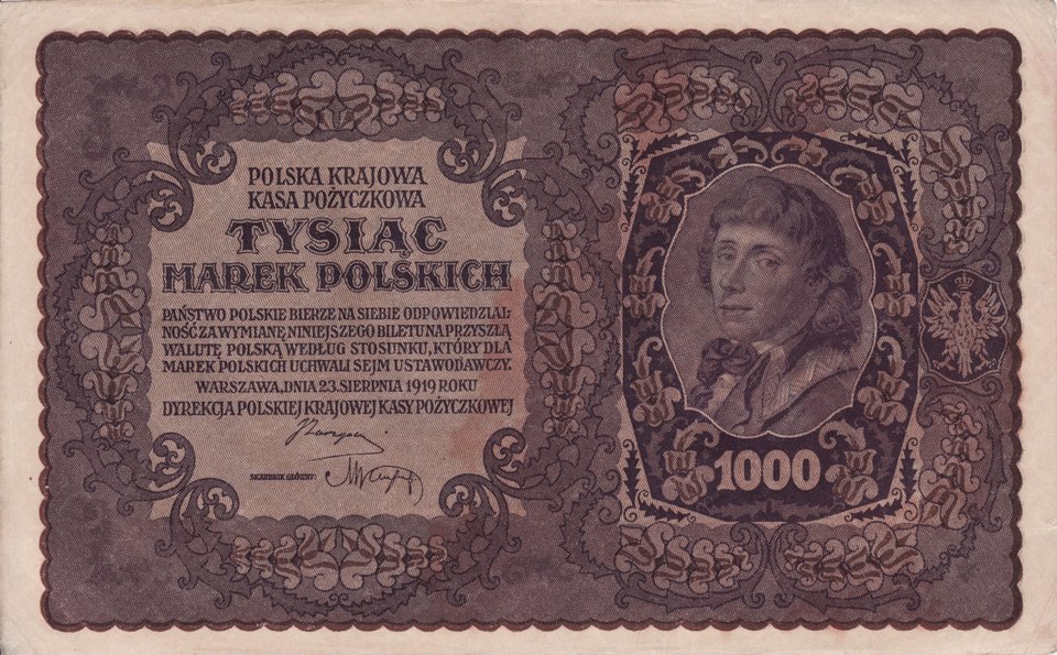 1000 marek polskich z 1919 r. Źródło: 1000 marek polskich z 1919 r., domena publiczna.