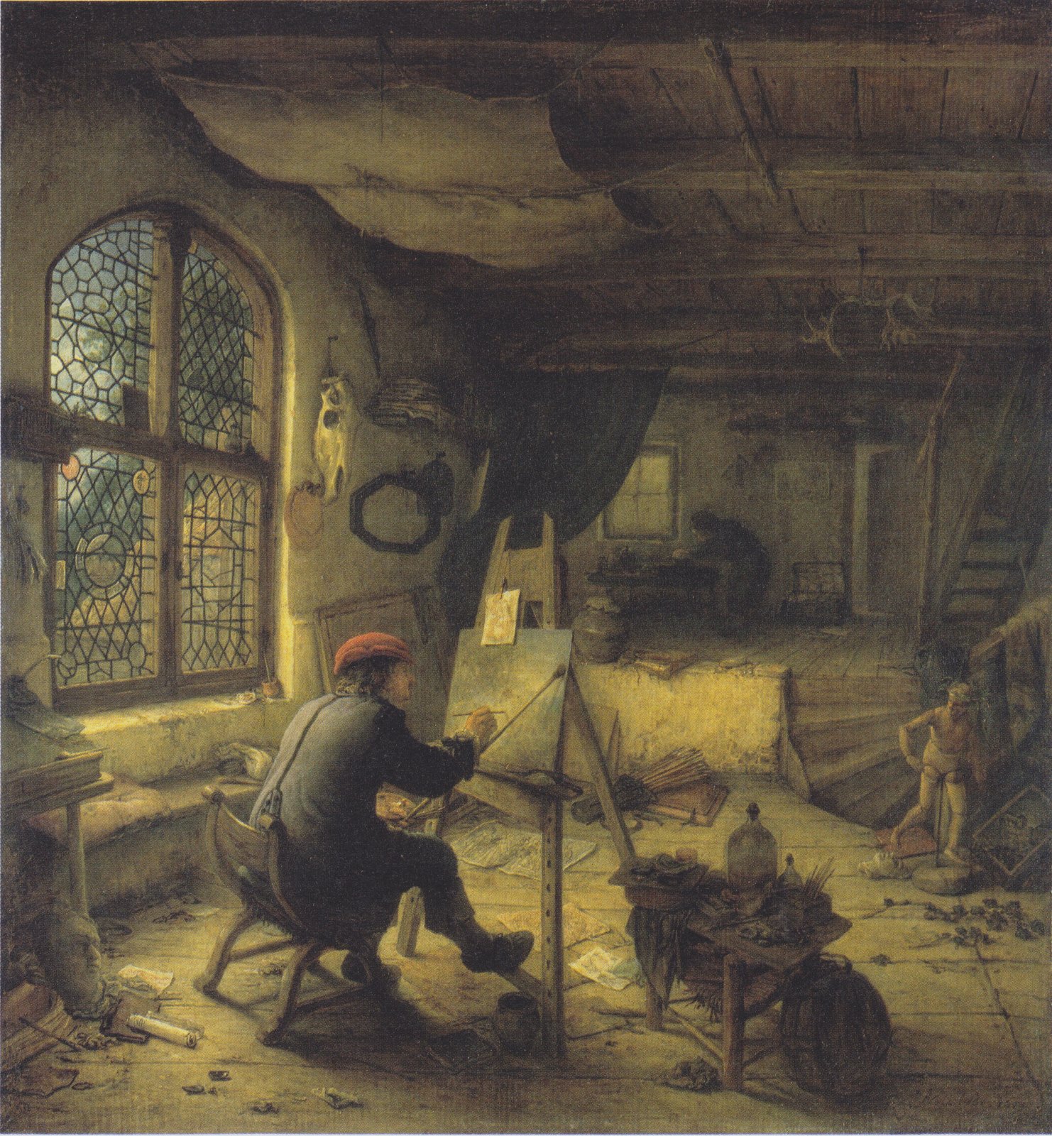 Malarz w swojej pracowni Źródło: Adriaen van Ostade, Malarz w swojej pracowni, 1663, olej na płycie dębowej, domena publiczna.