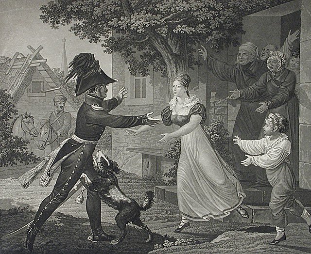 Ojczyzna jest wolna. Zwycięstwo! Źródło: Friedrich Wilhelm Meyer, Ojczyzna jest wolna. Zwycięstwo!, 1813, domena publiczna.