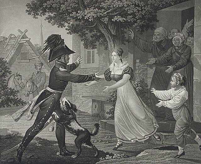 Ojczyzna jest wolna. Zwycięstwo! Źródło: Friedrich Wilhelm Meyer, Ojczyzna jest wolna. Zwycięstwo!, 1813, domena publiczna.
