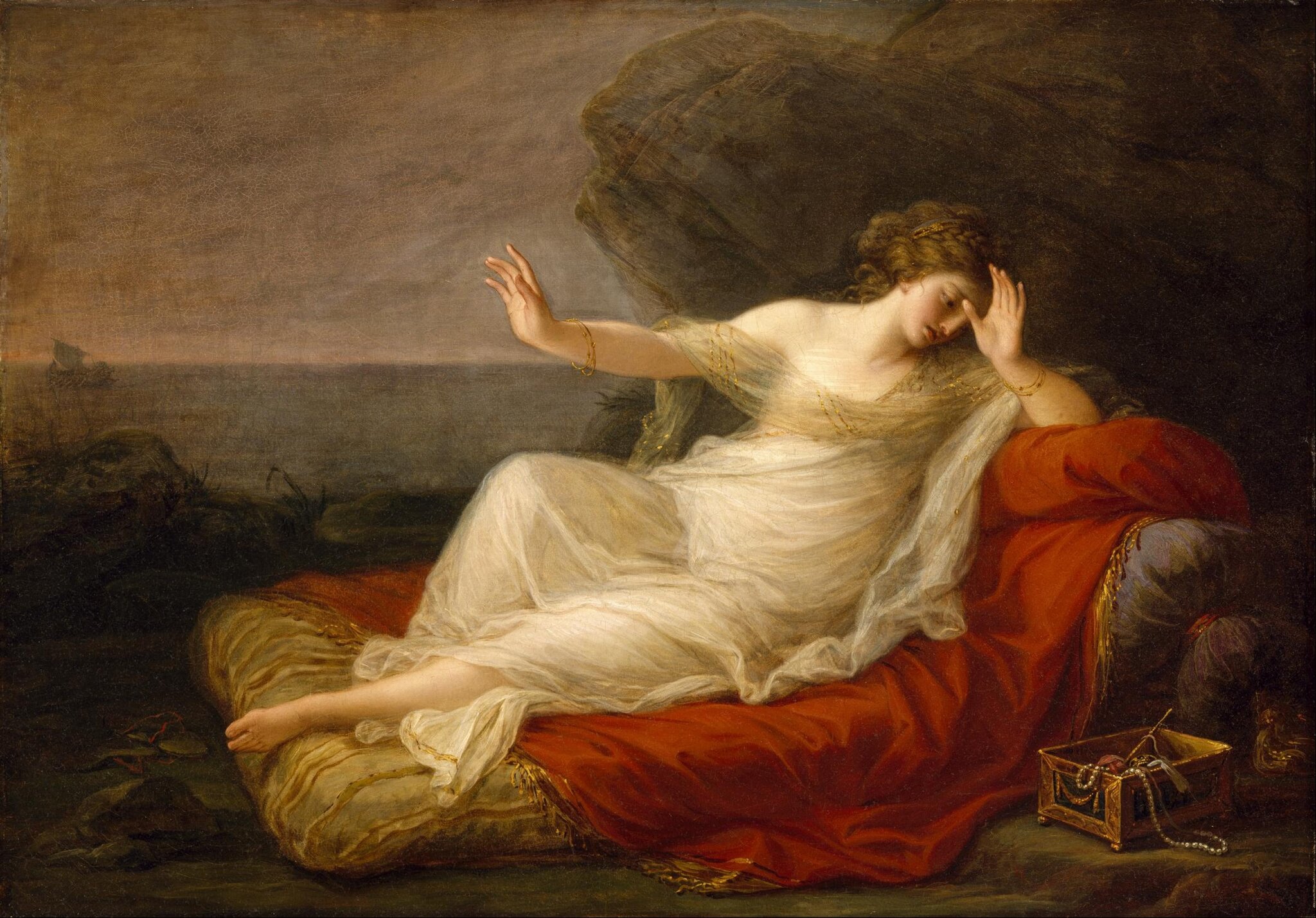 Ariadna opuszczona przez Tezeusza Źródło: Angelika Kauffmann, Ariadna opuszczona przez Tezeusza, 1774, olej na płótnie, Museum of Fine Arts, Houston, domena publiczna.