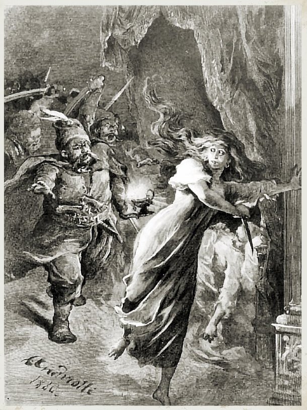 Ilustracja do "Zamku Kaniowskiego" Seweryna Goszczyńskiego Makabryczne i krwawe wydarzenia koliszczyzny, przedstawione w poemacie "Zamek Kaniowski" Seweryna Goszczyńskiego. Źródło: Michał Andriolli, Ilustracja do "Zamku Kaniowskiego" Seweryna Goszczyńskiego, 1895, domena publiczna.