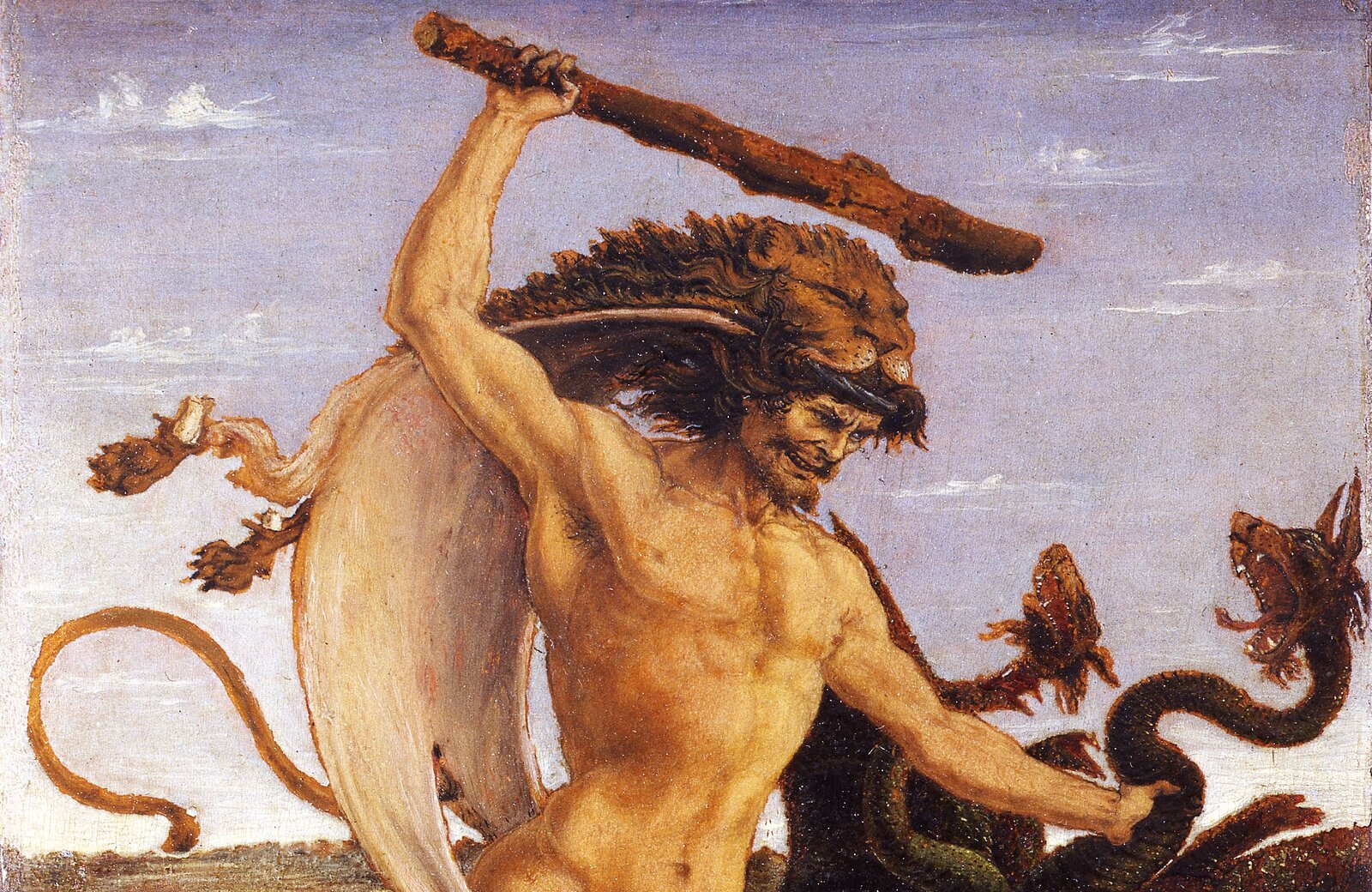Herkules i Hydra Źródło: Antonio del Pollaiolo, Herkules i Hydra, (fragment), ok. 1475, tempera na desce, Galleria degli Uffizi, Florencja, domena publiczna.