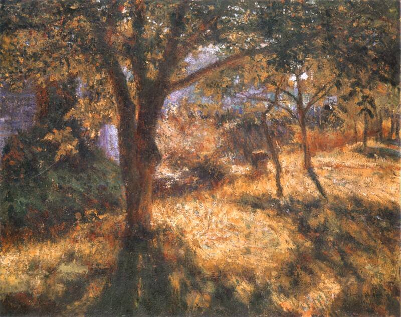 Sad w Chrzęsnem Źródło: Władysław Podkowiński, Sad w Chrzęsnem, 1892, olej na płótnie, domena publiczna.