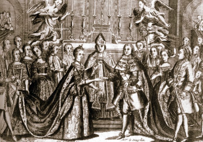 Ślub Ludwika XVI i Marii Antoniny Źródło: Ślub Ludwika XVI i Marii Antoniny, domena publiczna.