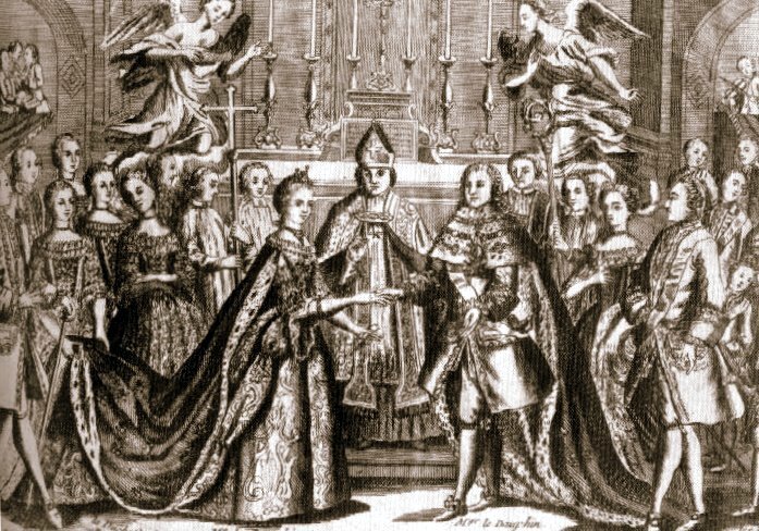 Ślub Ludwika XVI i Marii Antoniny Źródło: Ślub Ludwika XVI i Marii Antoniny, domena publiczna.