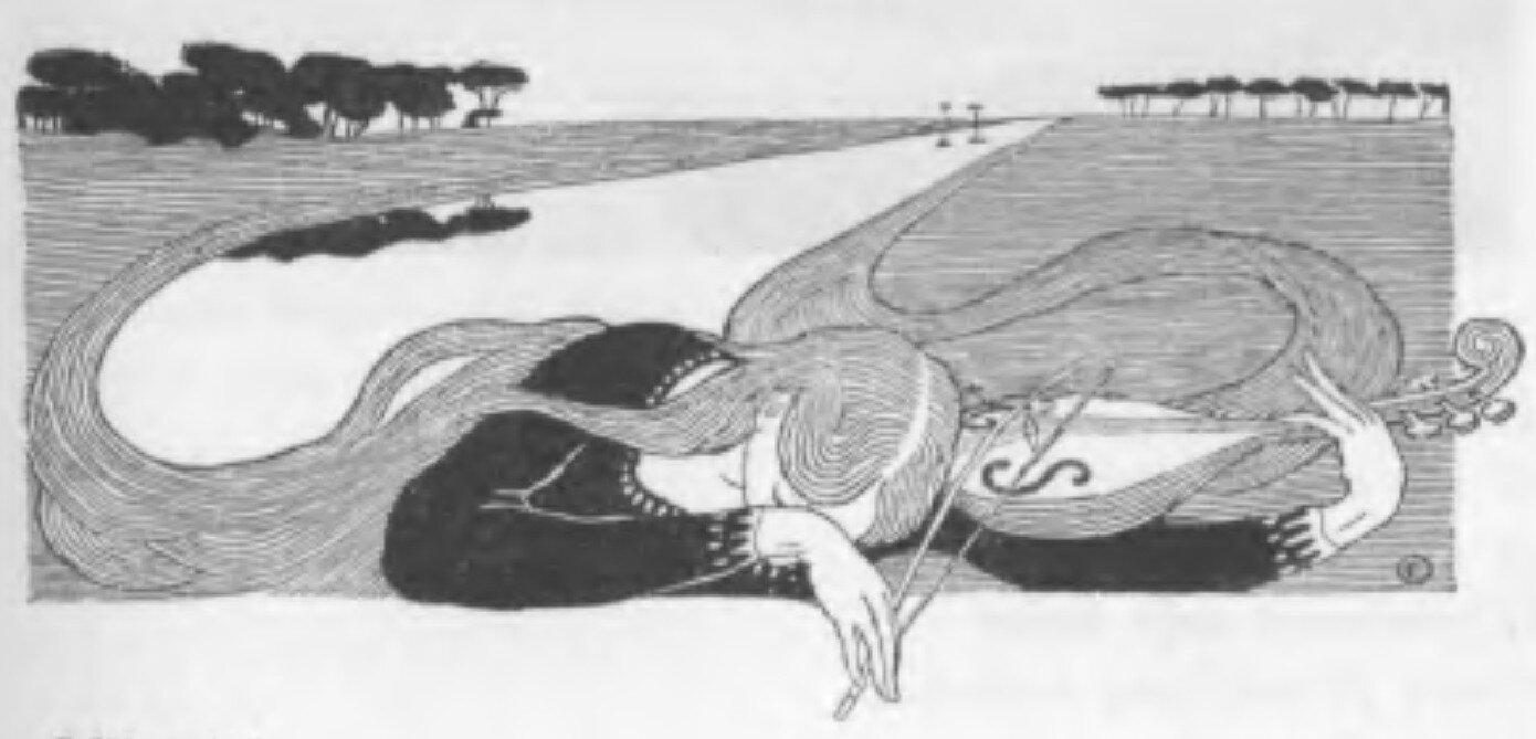 Edward Okuń, ilustracja do Salve Regina Jana Kasprowicza, Chimera 1901, t. 1, z. 4-5, s. 53. Edward Okuń, ilustracja do Salve Regina Jana Kasprowicza, Chimera 1901, t. 1, z. 4-5, s. 53. Źródło: domena publiczna.