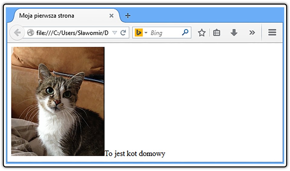 Zrzut widoku strony dokumentu HTML z fotografią umieszczoną po lewej stronie względem otaczającego tekstu.
