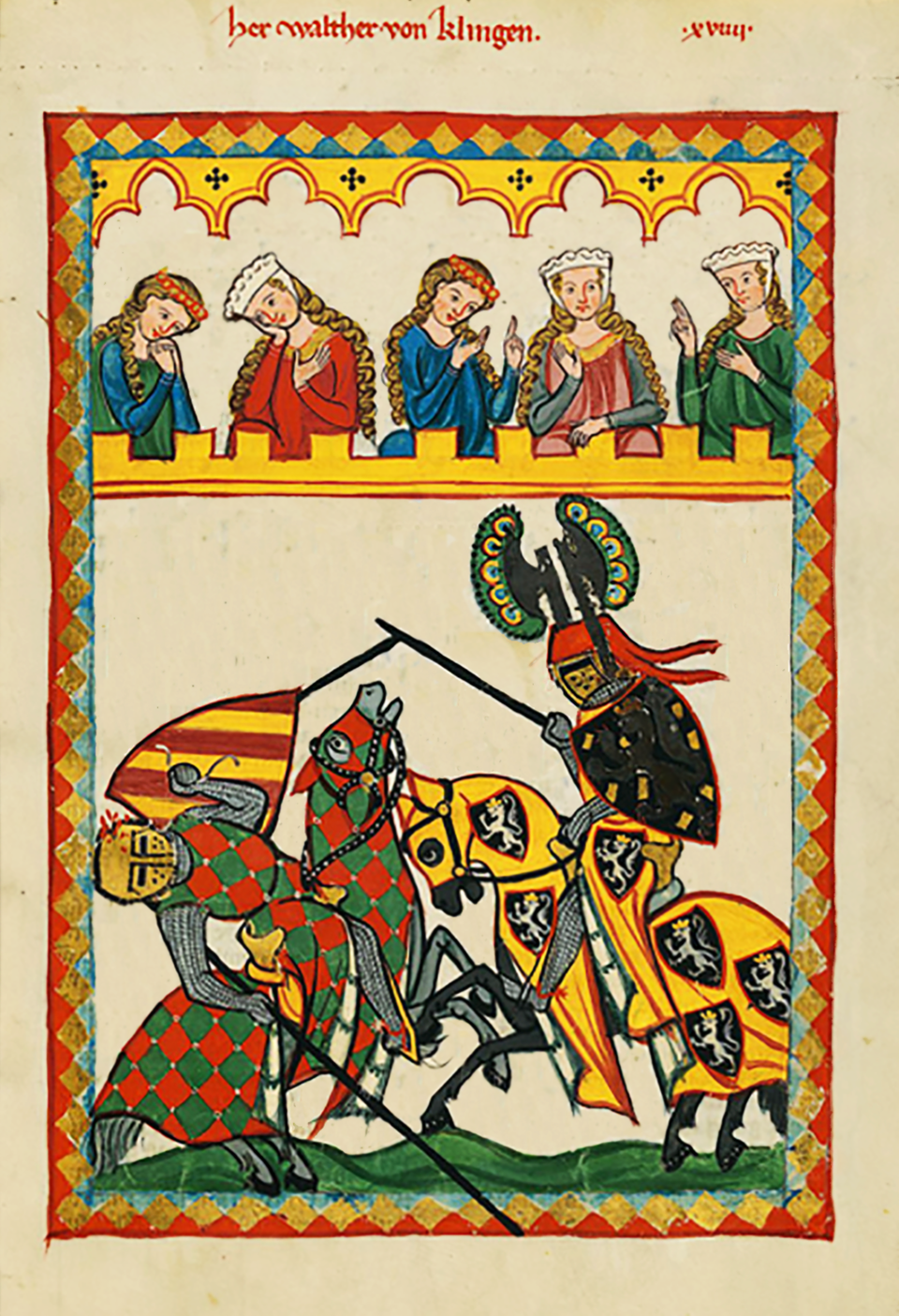 Turniej rycerski Turniej rycerski Źródło: Kodeks Manesse, około 1320 roku, miniatura, domena publiczna.
