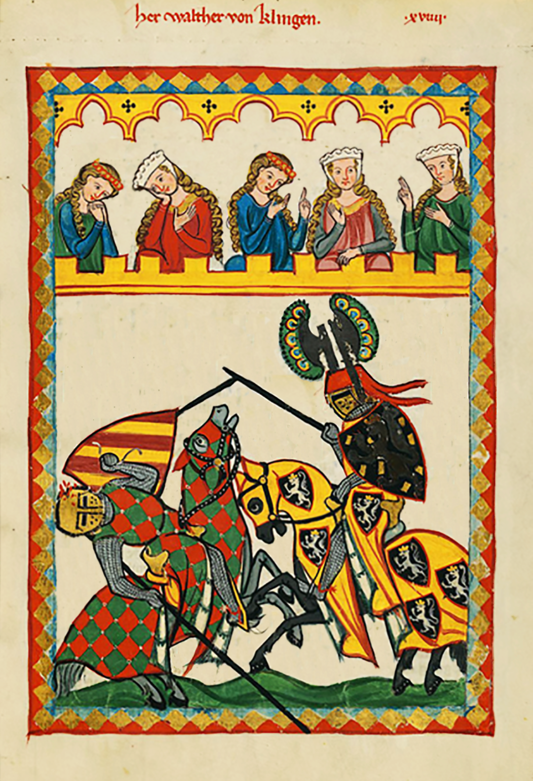 Turniej rycerski Turniej rycerski Źródło: Kodeks Manesse, około 1320 roku, miniatura, domena publiczna.