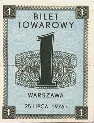 Pierwsza gierkowska kartka na cukier, lipiec 1976 Źródło: Pierwsza gierkowska kartka na cukier, lipiec 1976, domena publiczna.