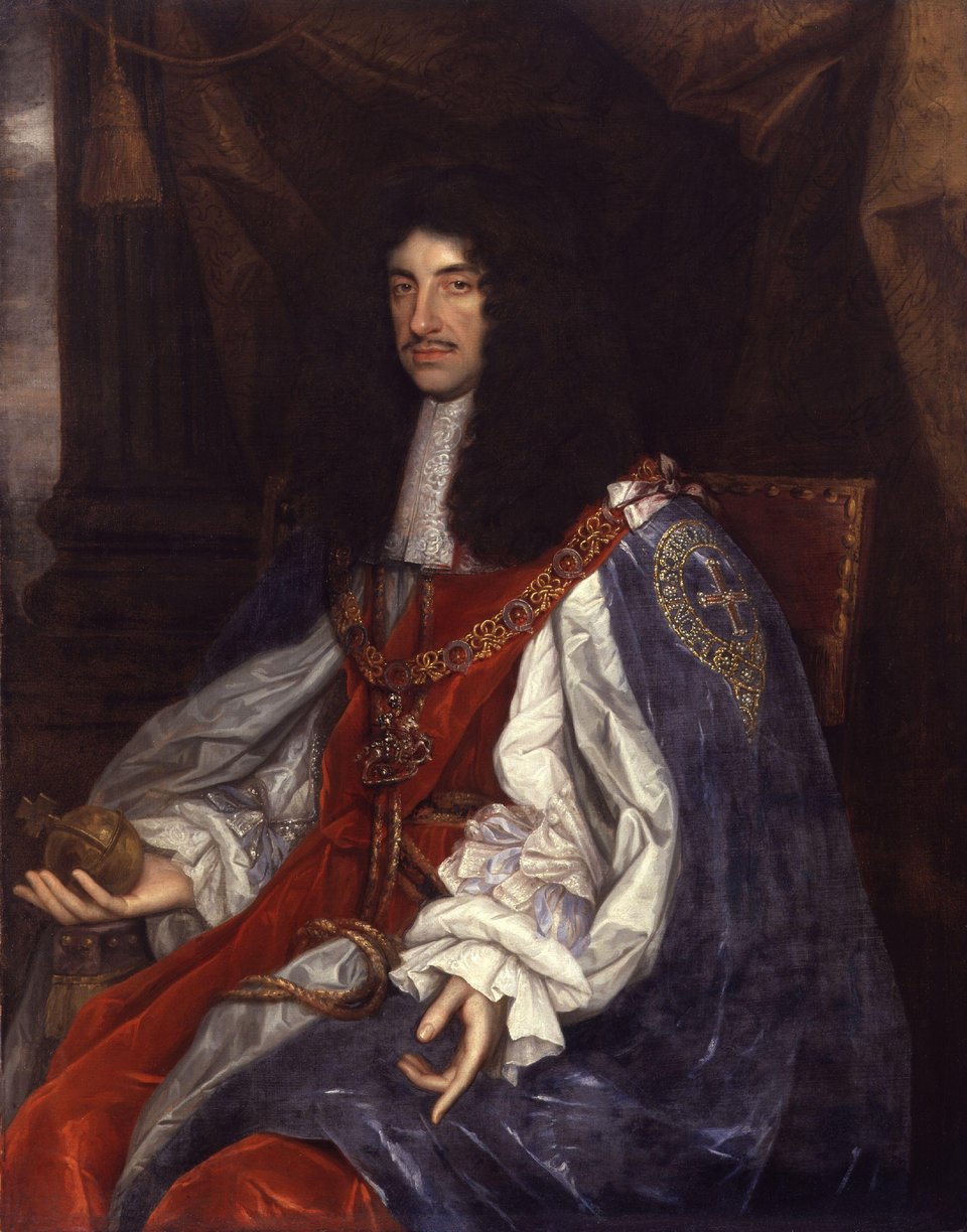 Karol II Stuart Źródło: John Michael Wright, Karol II Stuart, 1660-1665, domena publiczna.