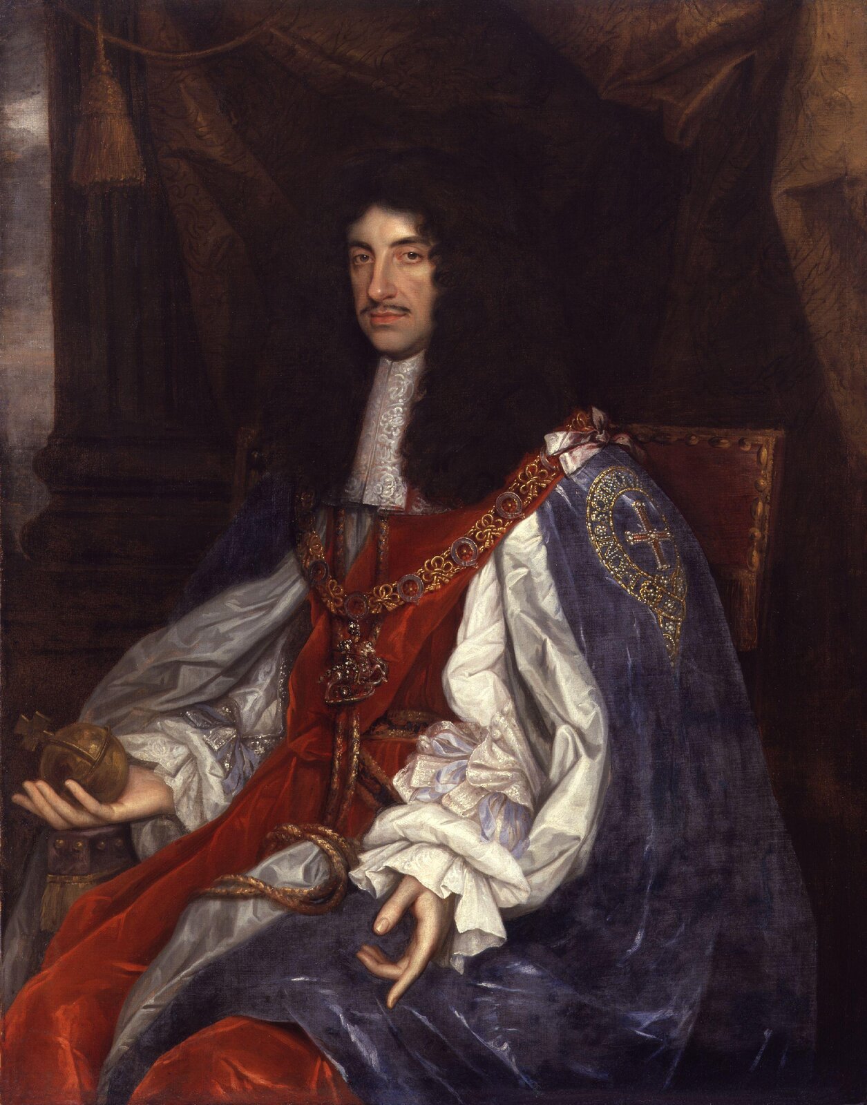 Karol II Stuart Źródło: John Michael Wright, Karol II Stuart, 1660-1665, domena publiczna.