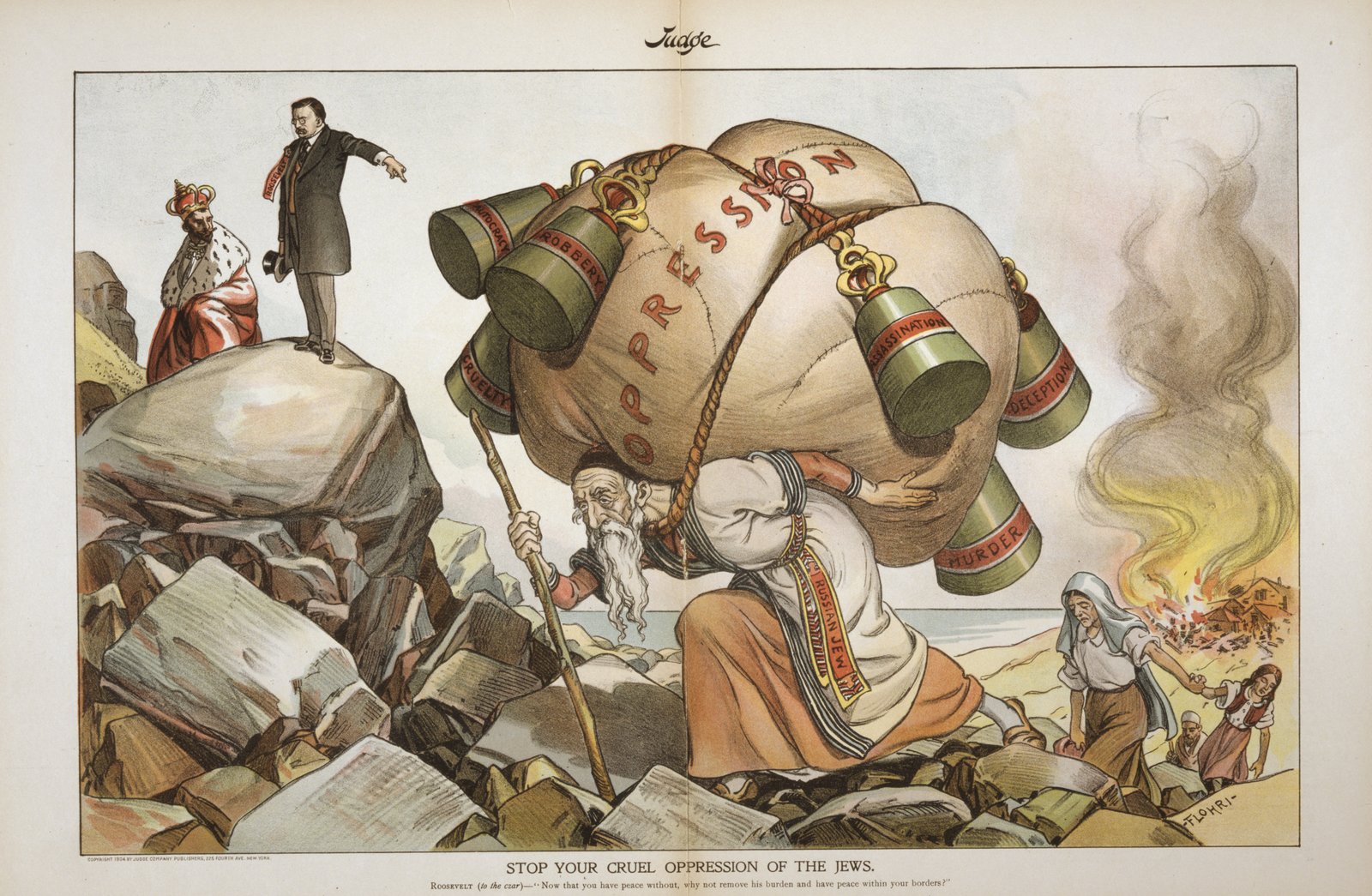 USA do cara rosyjskiego: Zatrzymaj okrutny ucisk Żydów Źródło: Emil Flohri, USA do cara rosyjskiego: Zatrzymaj okrutny ucisk Żydów, 1904, domena publiczna.