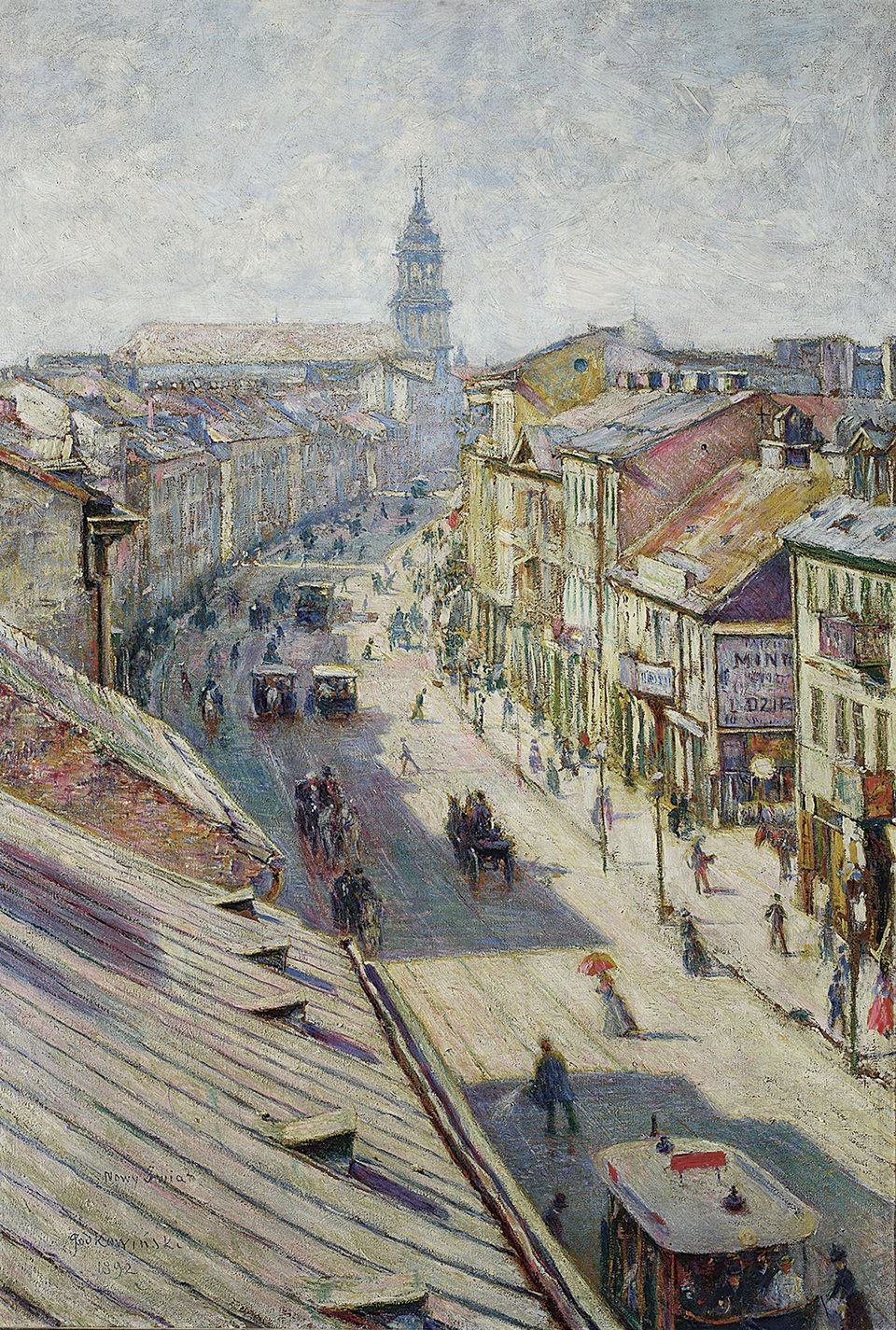 Nowy Świat w Warszawie w dzień letni Źródło: Władysław Podkowiński, Nowy Świat w Warszawie w dzień letni, 1892, olej na płótnie, Muzeum Narodowe, Warszawa, domena publiczna.