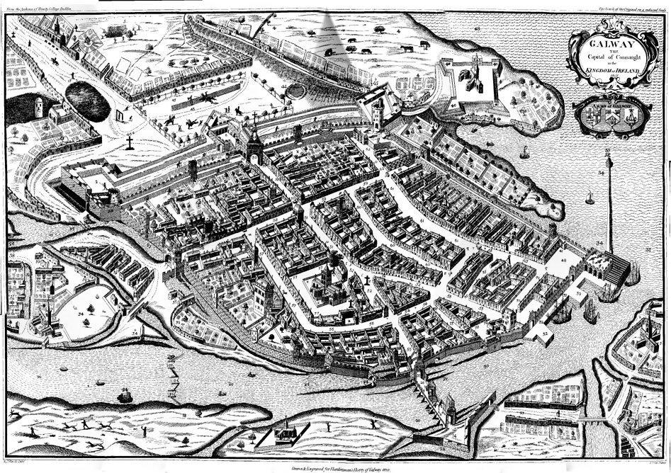 Galway Galway – miasto w Irlandii, jedno z ostatnich miejsc oporu Irlandczyków przeciwko wojsko Cromwella, zdobyte w 1652 r. Witać potężne fortyfikacje miasta, które zostało zdobyte na skutek głodu i zarazy, które trapiły mieszkańców. Źródło: Galway, domena publiczna.
