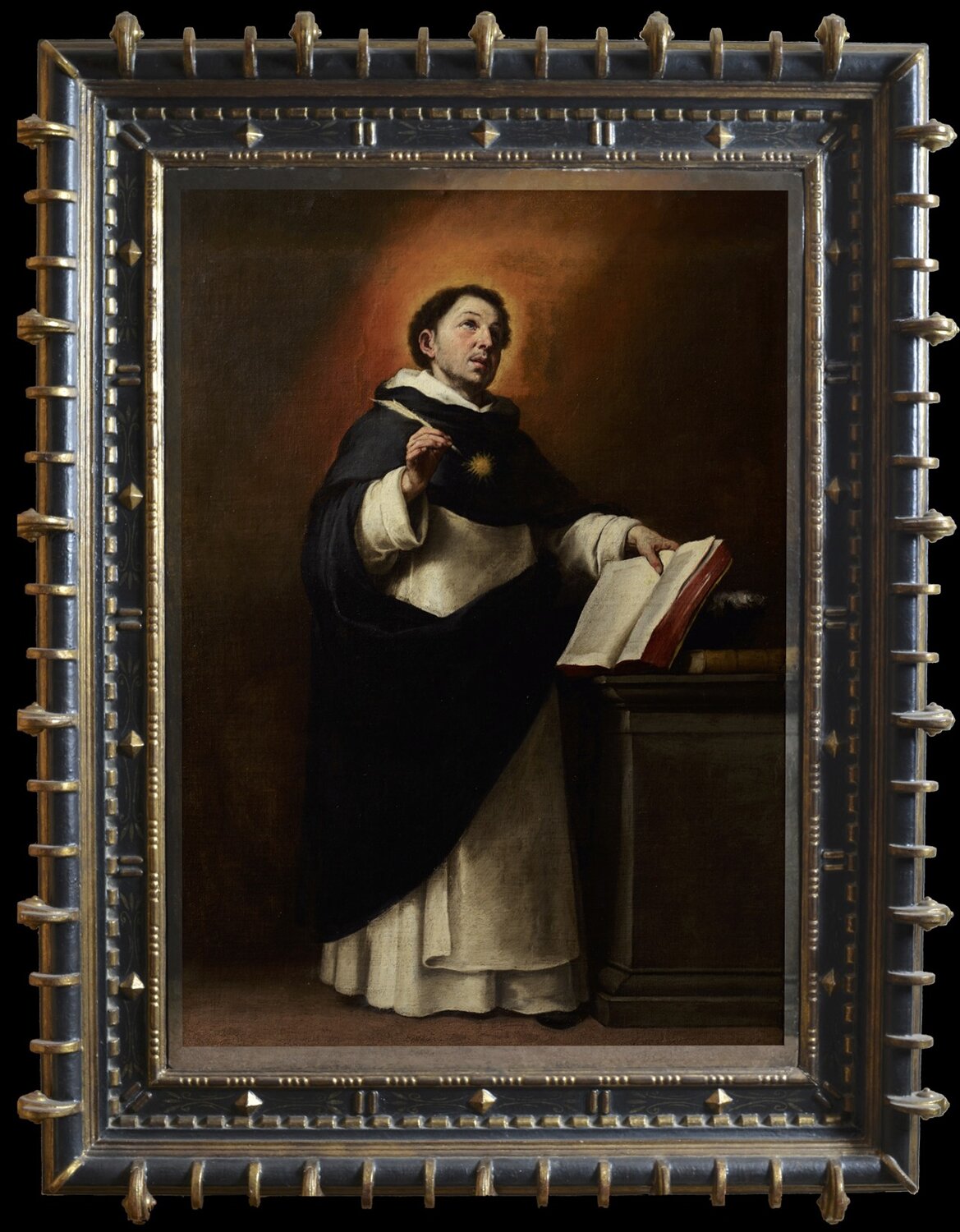 Święty Tomasz z Akwinu Wyjaśnij, dlaczego malarz wyposażył św. Tomasza w atrybuty widoczne na obrazie. Źródło: Bartolomé Esteban Murillo, Święty Tomasz z Akwinu, 1650, olej na płótnie, licencja: CC BY 3.0.