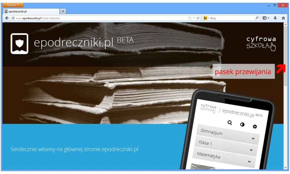 Zrzut przykładowej strony startowej przeglądarki