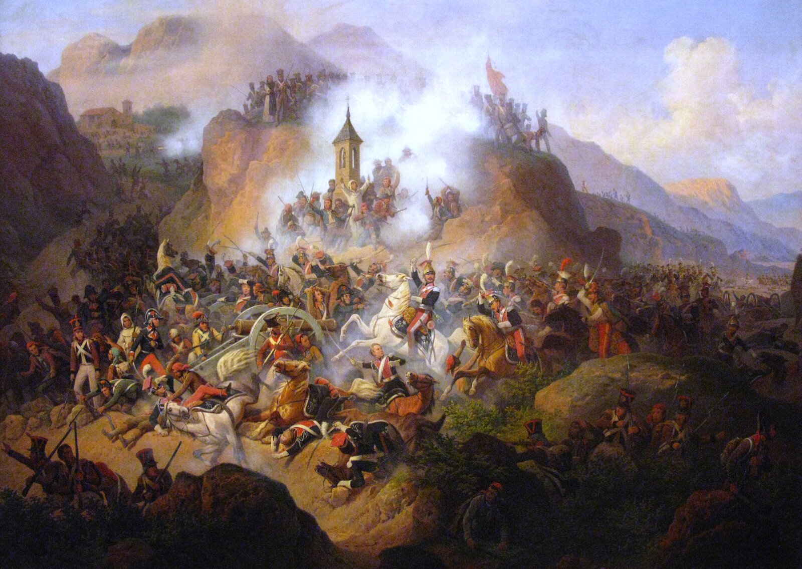 Bitwa pod Somosierrą Źródło: January Suchodolski, Bitwa pod Somosierrą, 1860, olej na płótnie, Muzeum Narodowe w Warszawie, domena publiczna.