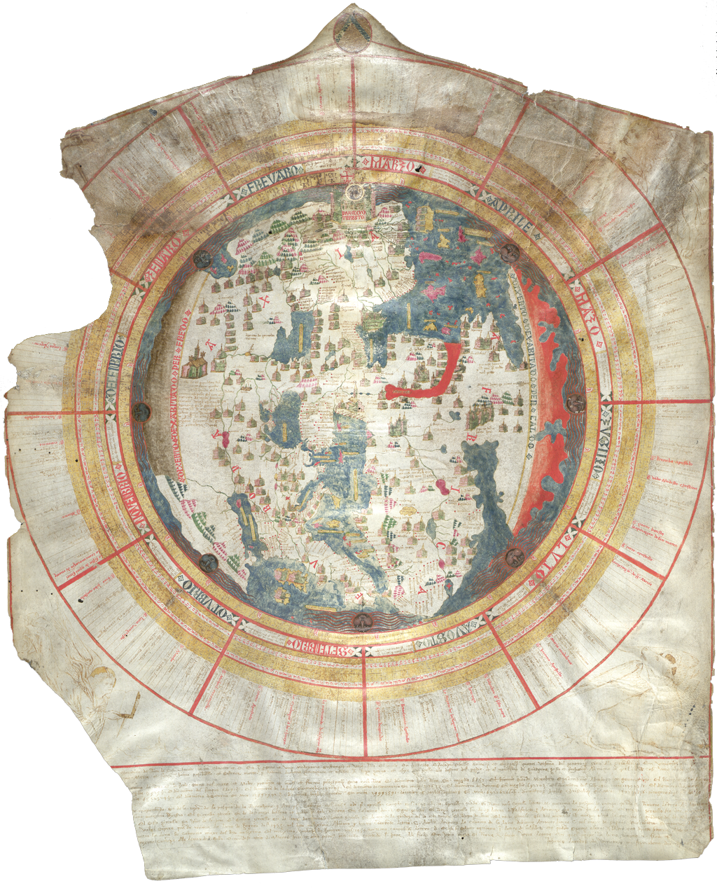 Mapa świata, którą stworzył między 1442 a 1453 rokiem Giovanni Leardo pochodzący z Wenecji. Mapa świata, którą stworzył między 1442 a 1453 rokiem Giovanni Leardo pochodzący z Wenecji. Źródło: domena publiczna.