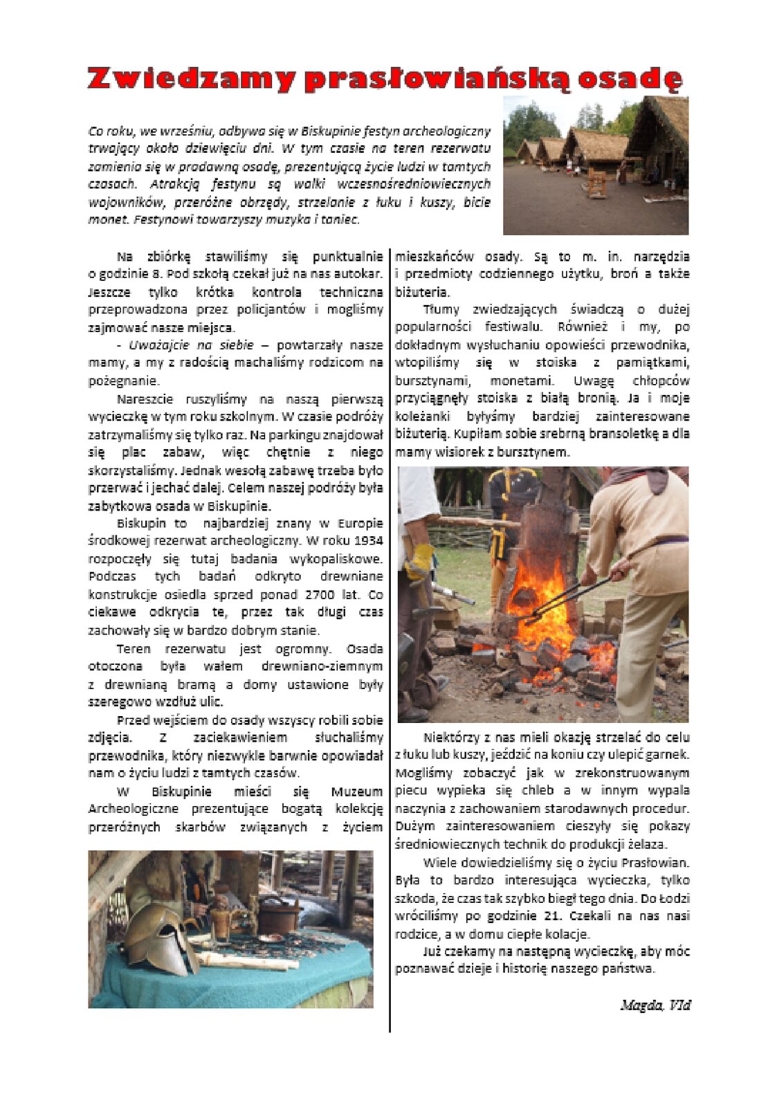 Zrzut strony szkolnej gazety z tekstem podzielonym na dwie kolumny