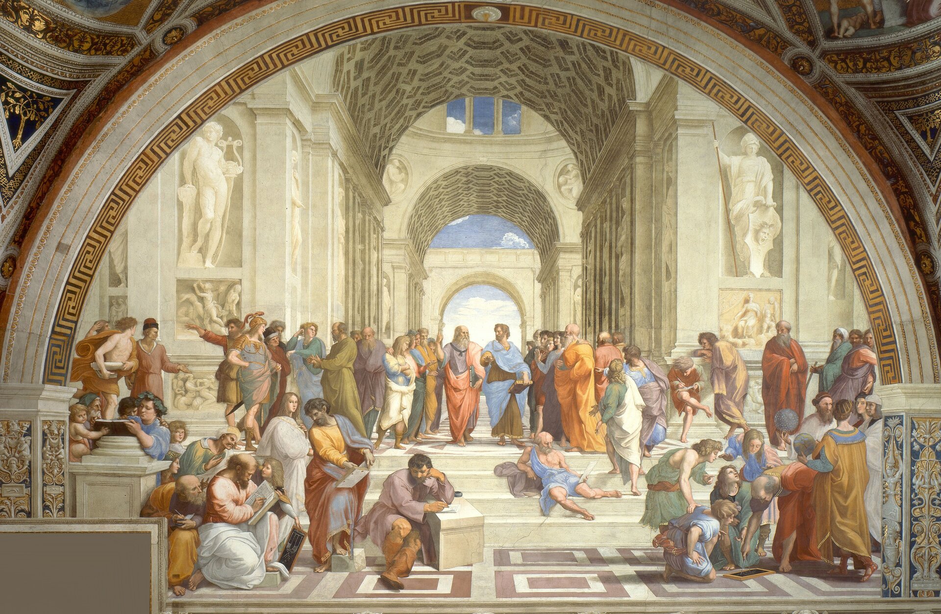 Szkoła ateńska Źródło: Rafael Santi, Szkoła ateńska, 1510–1511, domena publiczna.