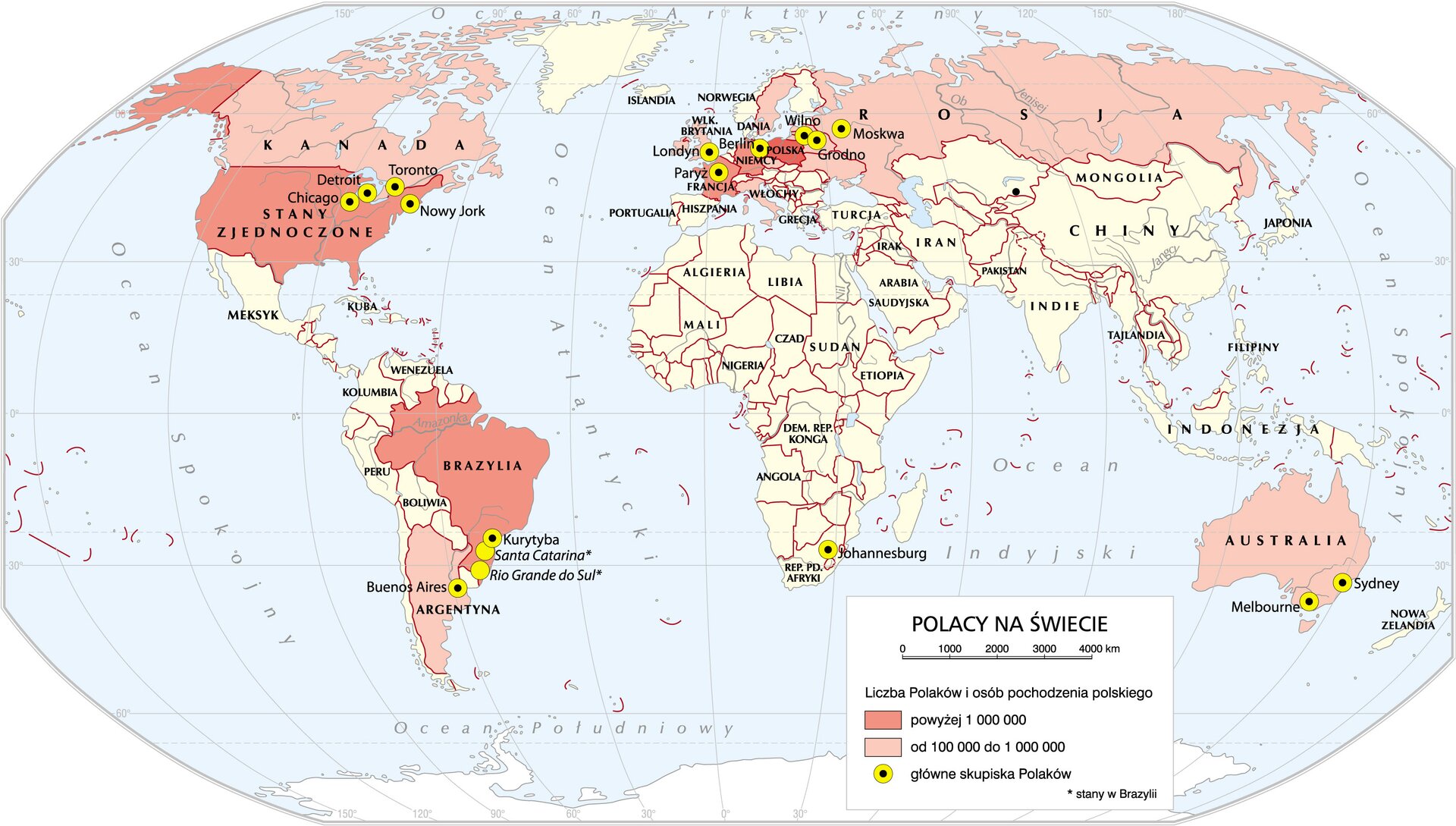 Mapa Polonii na świecie Mapa Polonii na świecie Źródło: Krystian Chariza i zespół, licencja: CC BY 3.0.