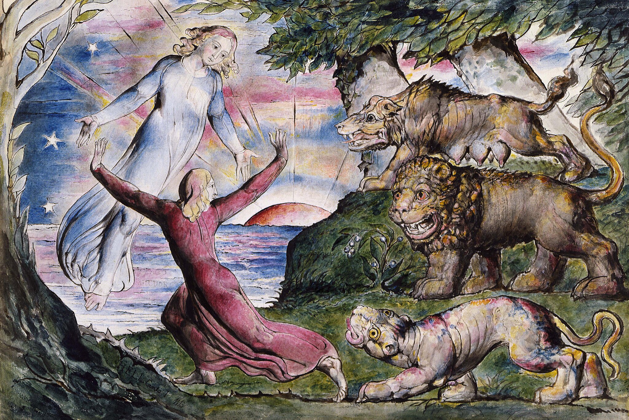 Ilustracja do Boskiej komedii Dantego Ilustracja do Boskiej komedii Dantego Źródło: William Blake, 1824-27, domena publiczna.