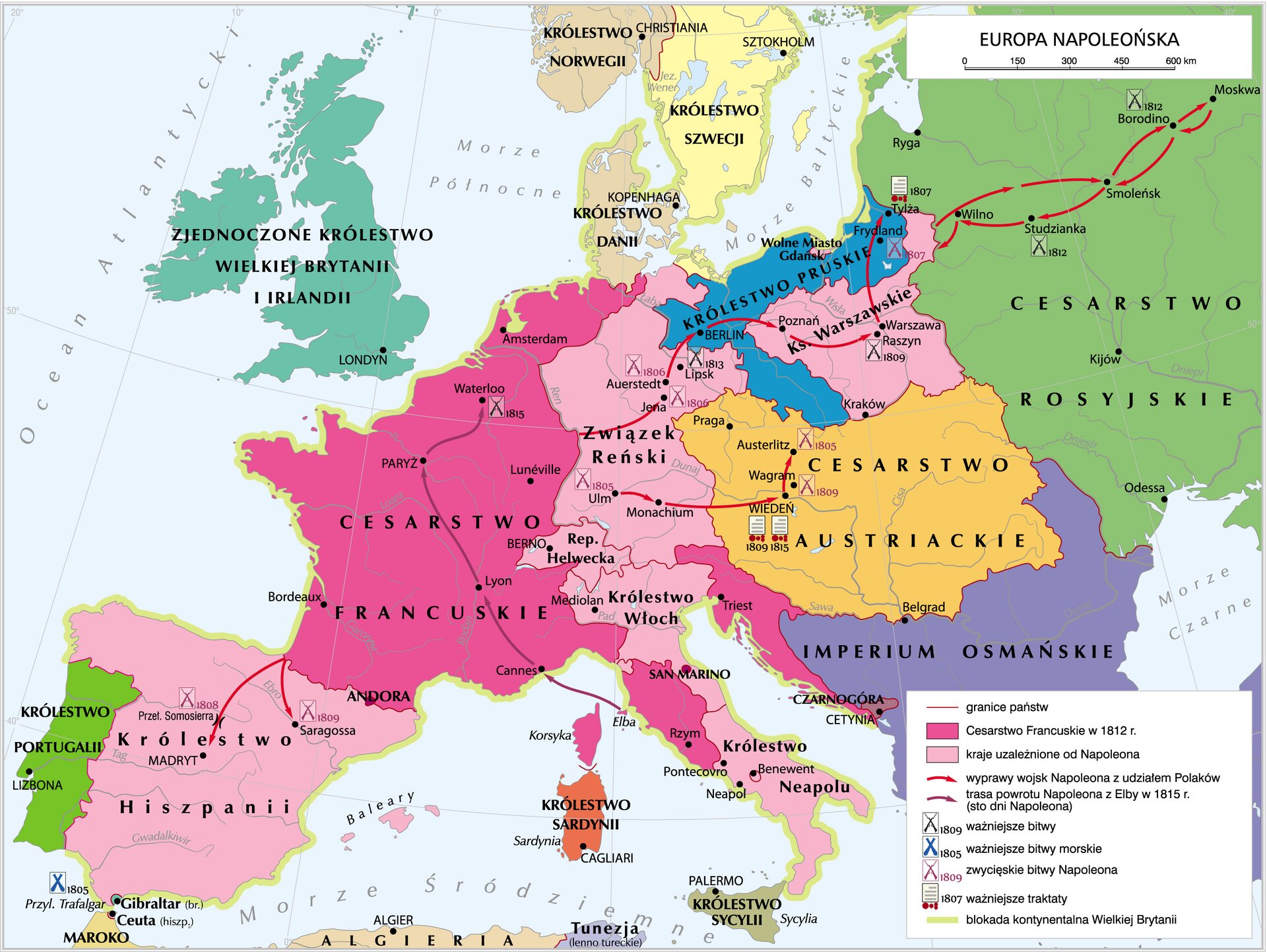 mapa Europa napoleońska