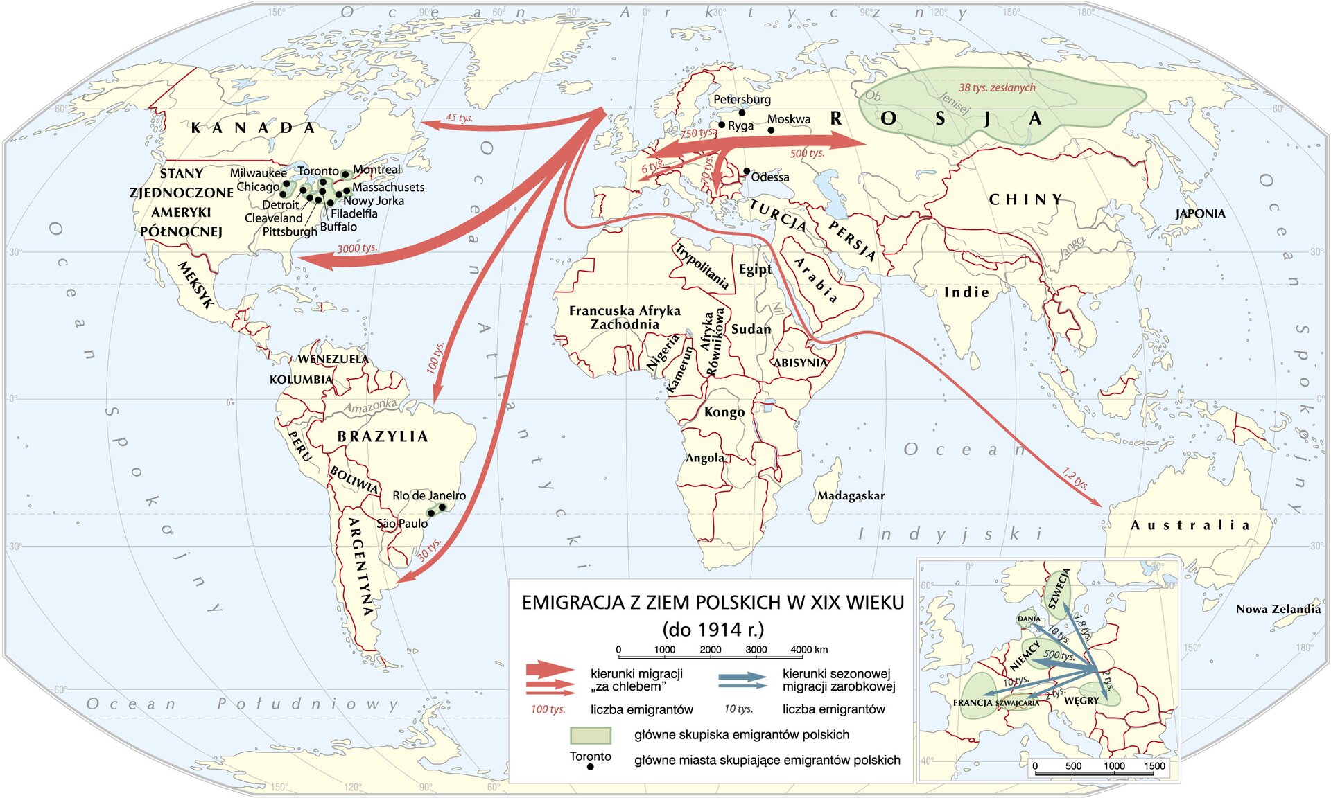 Emigracja z ziem polskich w XIX wieku (do 1914 roku) Emigracja z ziem polskich w XIX wieku (do 1914 roku) Źródło: Krystian Chariza i zespół, licencja: CC BY 3.0.