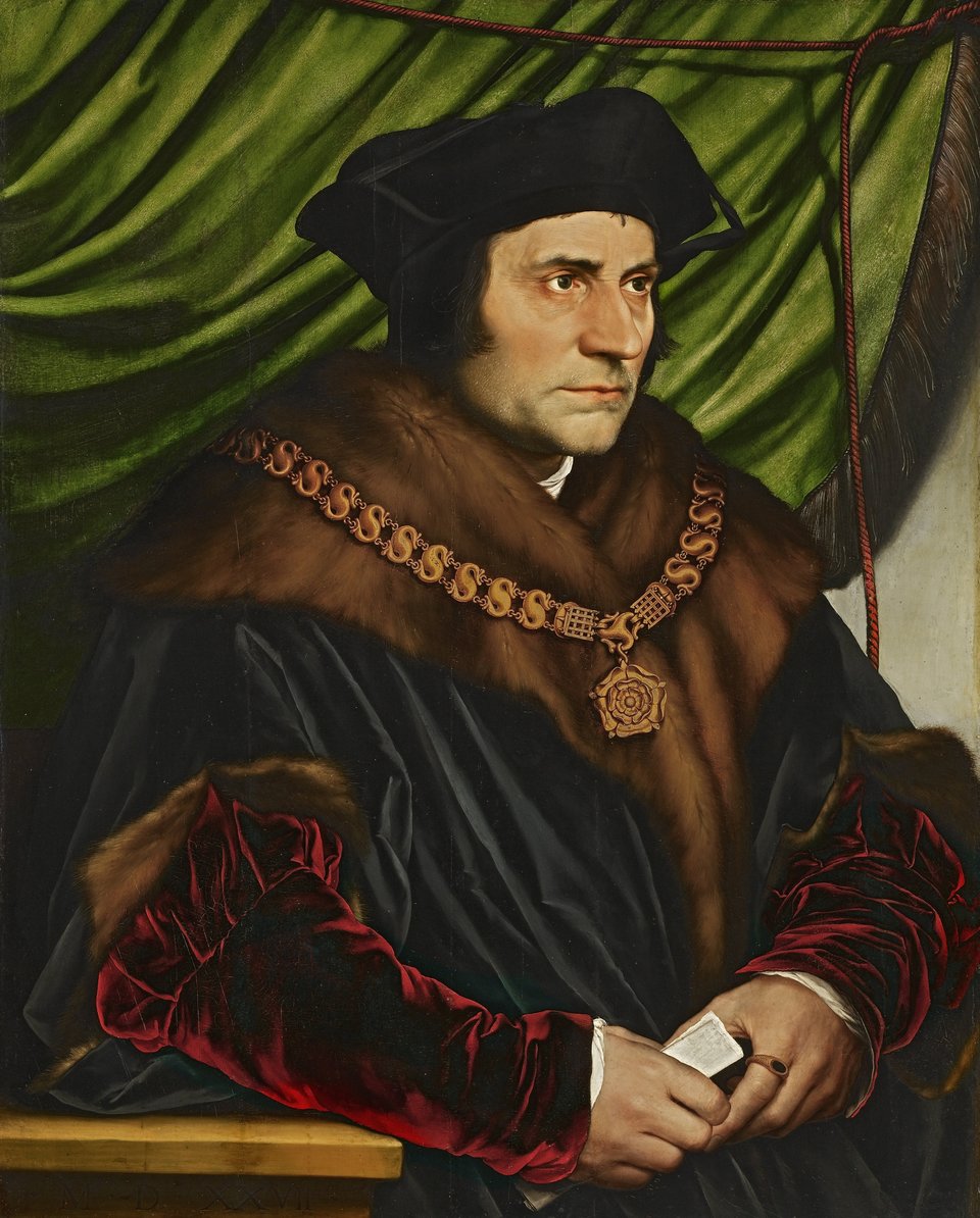 Tomas Morus Źródło: Hans Holbein Młodszy, Tomas Morus, 1527, olej na drewnie, Frick Collection, Nowy Jork, domena publiczna.