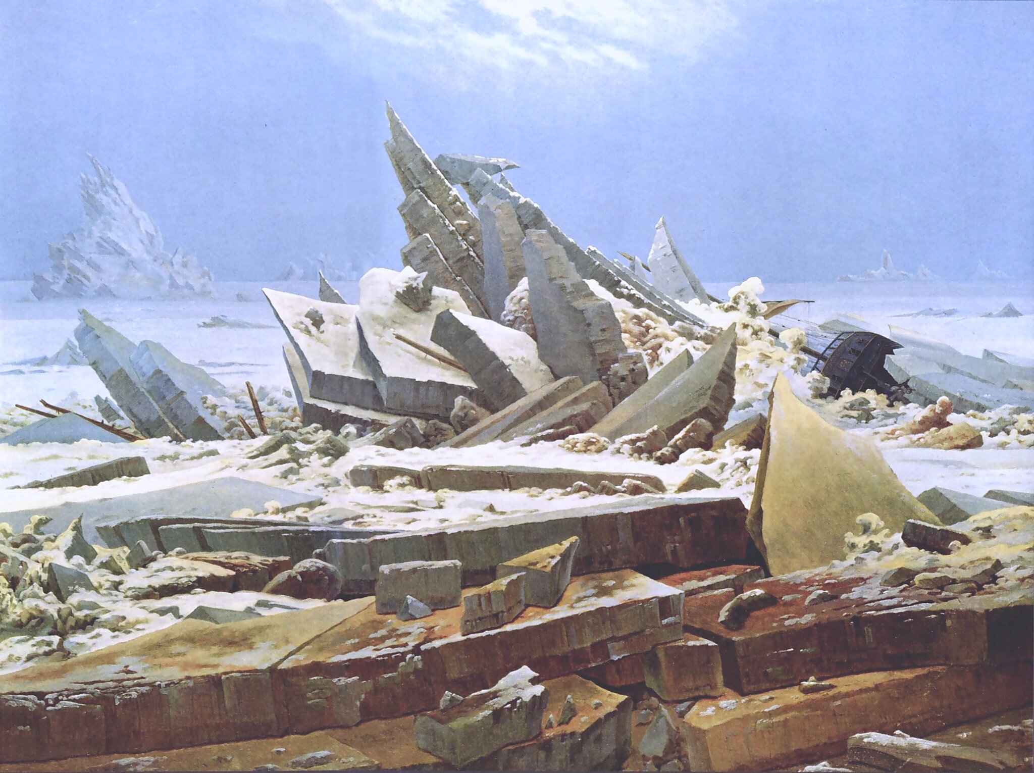 Morze lodu Źródło: Caspar David Friedrich, Morze lodu, 1823–1824, olej na płótnie, Kunsthalle, Hamburg, domena publiczna.