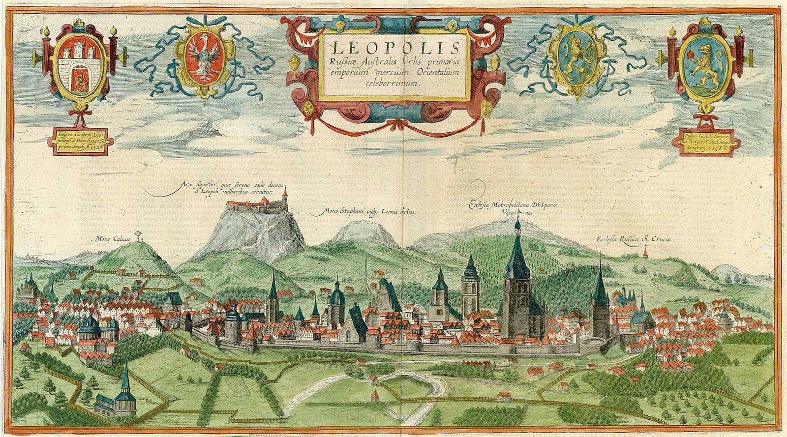 Widok Lwowa z dzieła Brauna i Hogenberga: Theatri praecipuarum Totius Mundi Urbium Liber Sextus Anno MDCXVII Widok Lwowa z dzieła Brauna i Hogenberga: Theatri praecipuarum Totius Mundi Urbium Liber Sextus Anno MDCXVII Źródło: Braun i Hogenberg, domena publiczna.