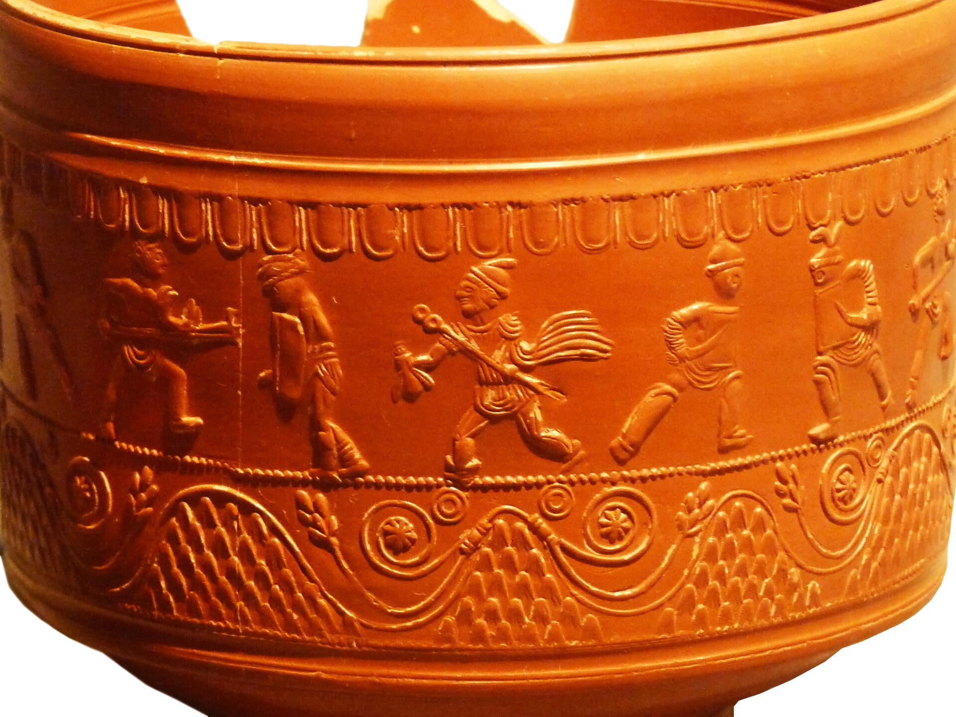 Scena walk gladiatorów na ceramice rzymskiej z terenu Hiszpanii Scena walk gladiatorów na ceramice rzymskiej z terenu Hiszpanii Źródło: Ecelan, domena publiczna.