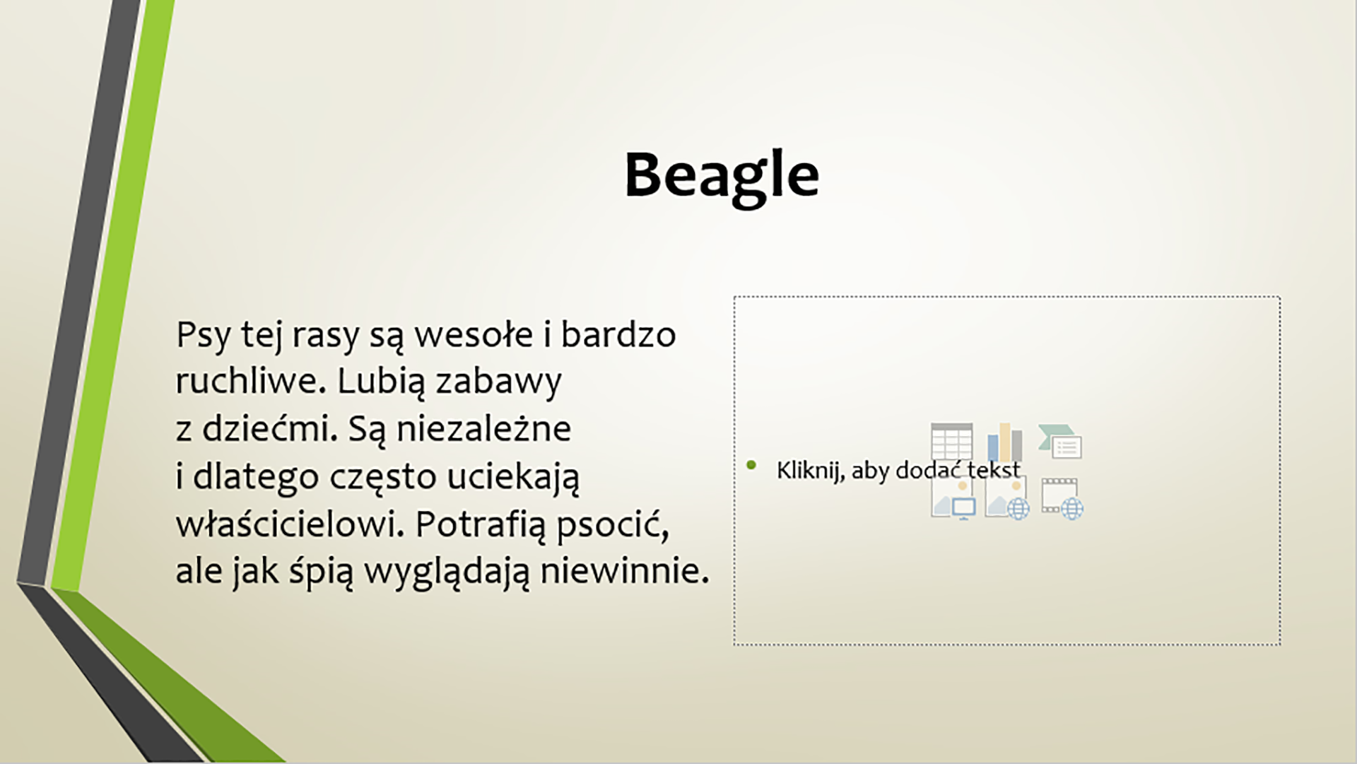 Zrzut slajdu z tekstem