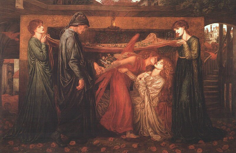 Sen Dantego w chwili śmierci Beatrycze Źródło: Dante Gabriel Rosetti, Sen Dantego w chwili śmierci Beatrycze, 1871.