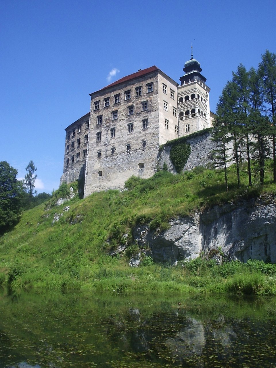 Zamek w Piaskowej Skale – widok od strony doliny Zamek w Piaskowej Skale – widok od strony doliny Źródło: Jan Jerszyński, Wikimedia Commons, licencja: CC BY-SA 2.5.