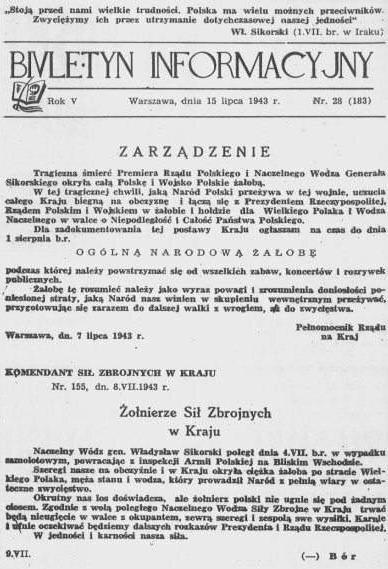 Jeden z numerów „Biuletynu Informacyjnego” wydawanego przez Tajne Wojskowe Zakłady Wydawnicze podlegające Komendzie Głównej Związku Walki Zbrojnej-Armii Krajowej (Wydział VII: Biuro Informacji i Propagandy) Jeden z numerów „Biuletynu Informacyjnego” wydawanego przez Tajne Wojskowe Zakłady Wydawnicze podlegające Komendzie Głównej Związku Walki Zbrojnej-Armii Krajowej (Wydział VII: Biuro Informacji i Propagandy) Źródło: domena publiczna.