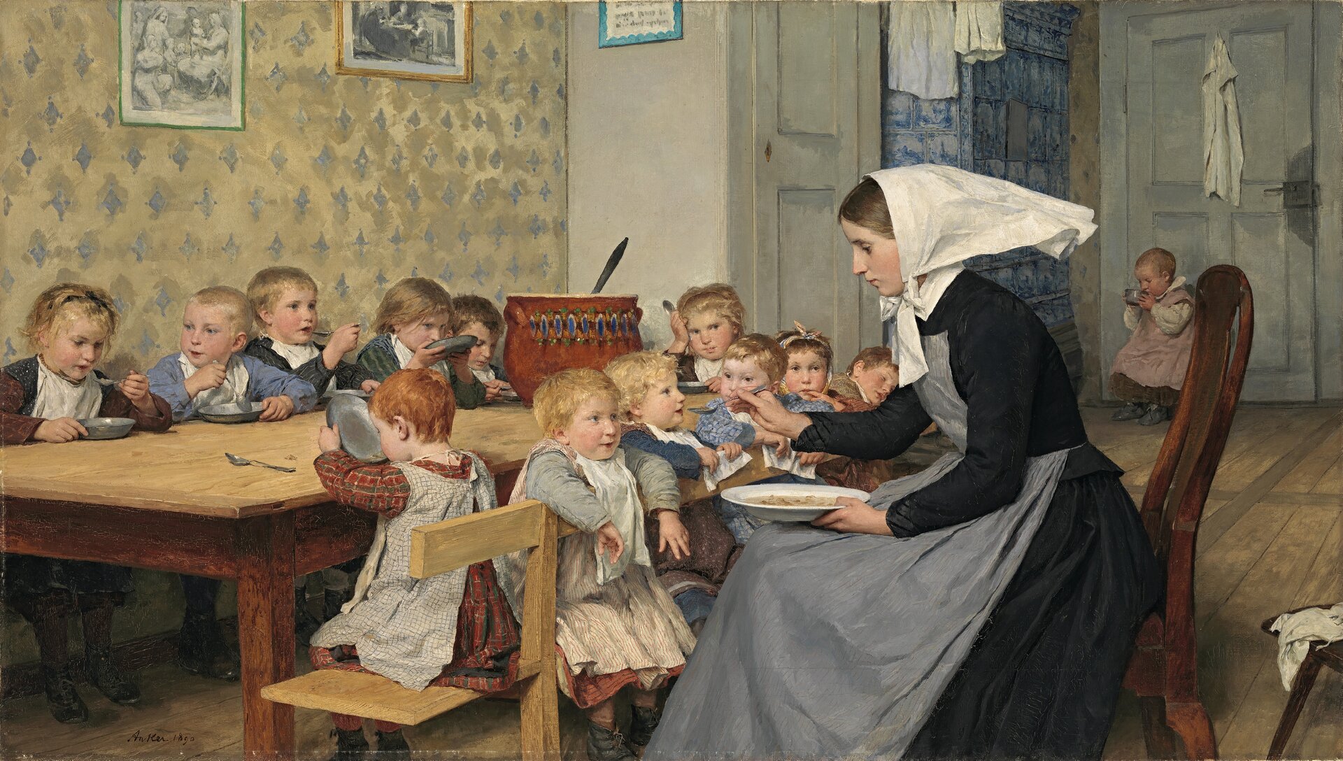 Żłobek Źródło: Albert Anker, Żłobek, 1890, olej na płótnie, Museum Oskar Reinhart , domena publiczna.