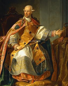 Portret Leopolda II w stroju koronacyjnym Źródło: Josef Kiss, Friedrich Mayrhofer, Portret Leopolda II w stroju koronacyjnym, 1790, domena publiczna.