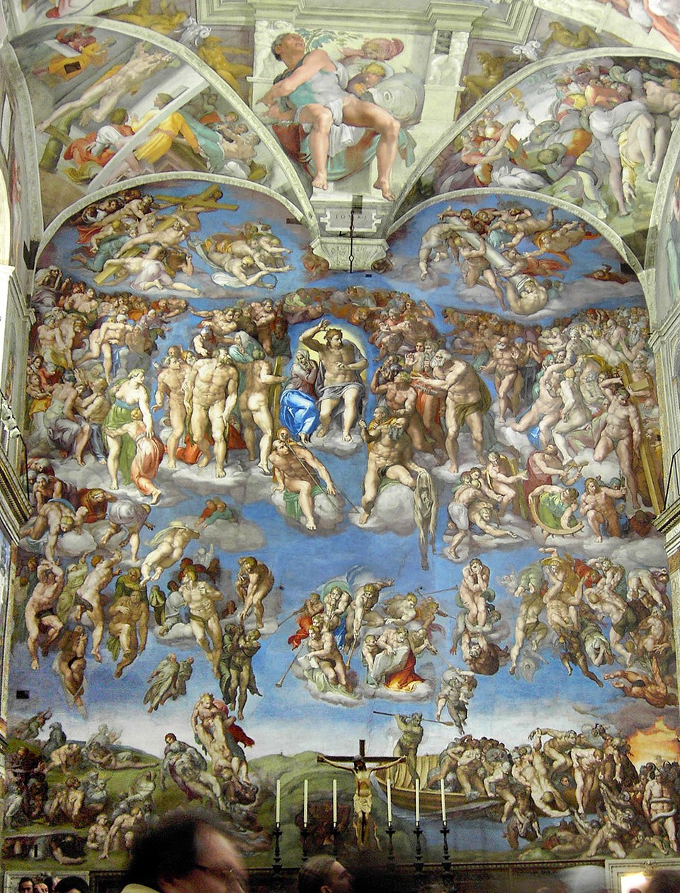 Sąd Ostateczny Źródło: Michał Anioł, Sąd Ostateczny, od 1536 do 1541, fresk, Kaplica Sykstyńska, domena publiczna.