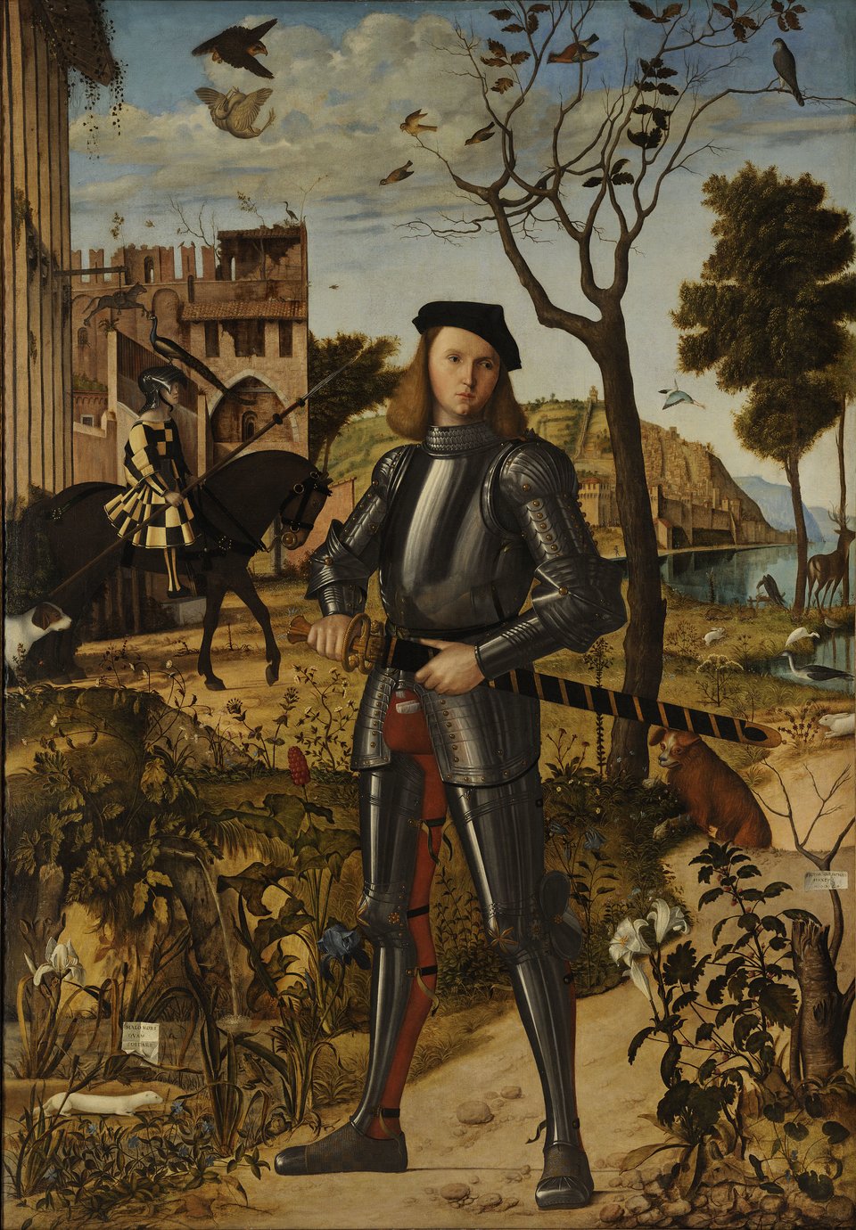 Młody rycerz na tle pejzażu Źródło: Vittore Carpaccio, Młody rycerz na tle pejzażu, 1510, olej na płótnie, Muzeum Thyssen-Bornemisza, domena publiczna.