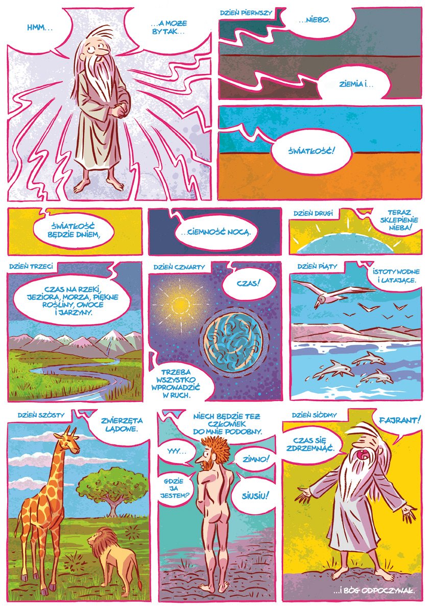 Stworzenie świata - komiks Źródło: Uniwersytet Wrocławski.